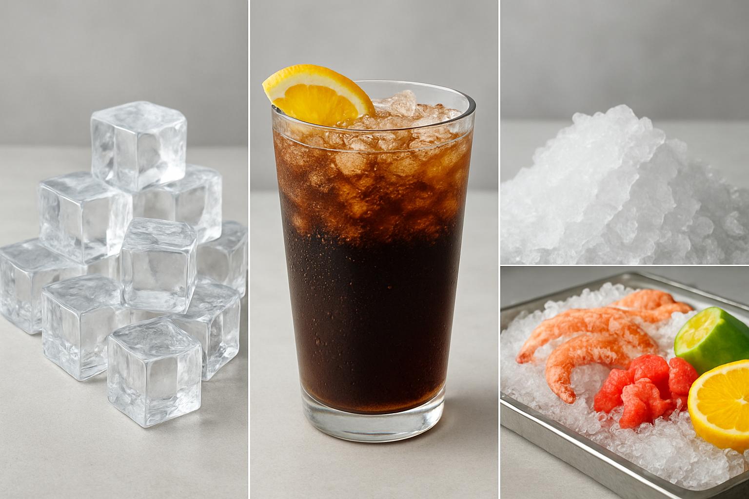 Льдогенераторы: кубик, гранула, чешуя — какой лёд для напитков и витрин. Применение по отраслям: где какой лёд лучше