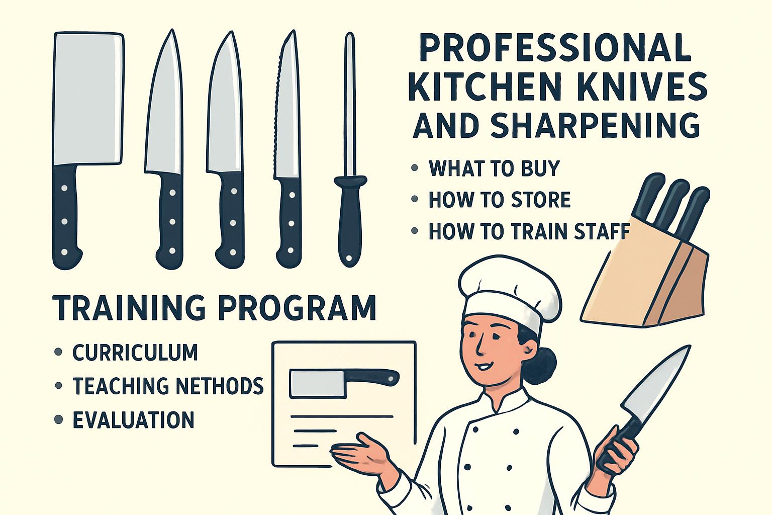 Профессиональные ножи и заточка для столовой: что покупать, как хранить, как обучить персонал. Обучение персонала: построение программы