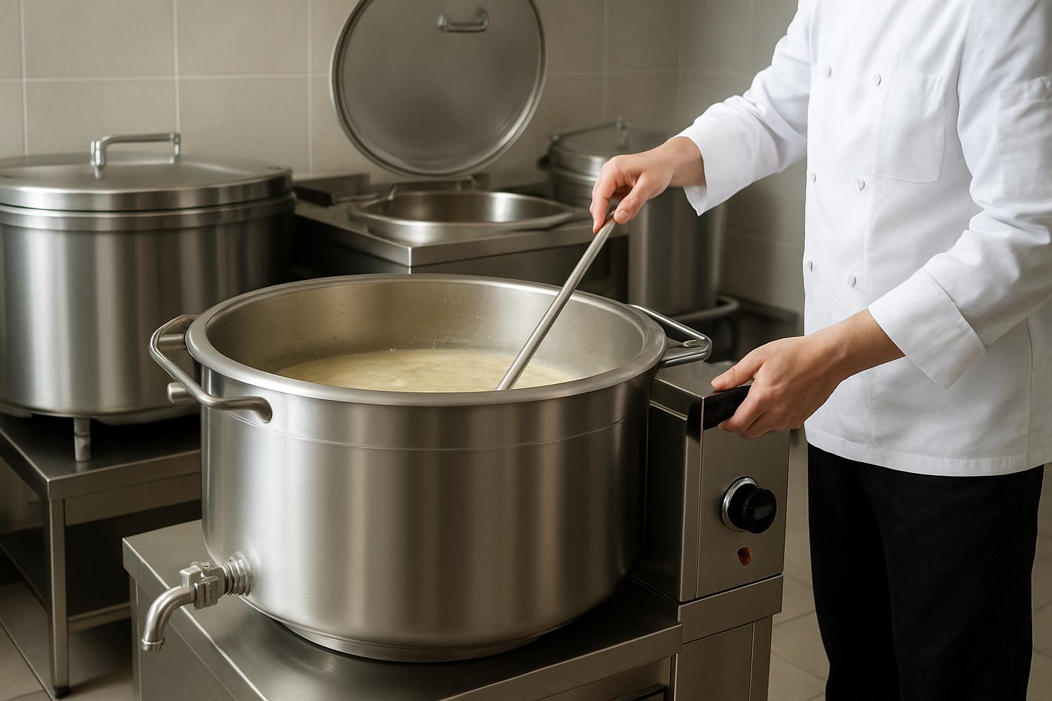 Котлы пищеварочные: объёмы, тип нагрева, слив, перемешивание — как выбрать под меню. Как рассчитать объём под конкретное меню пошагово