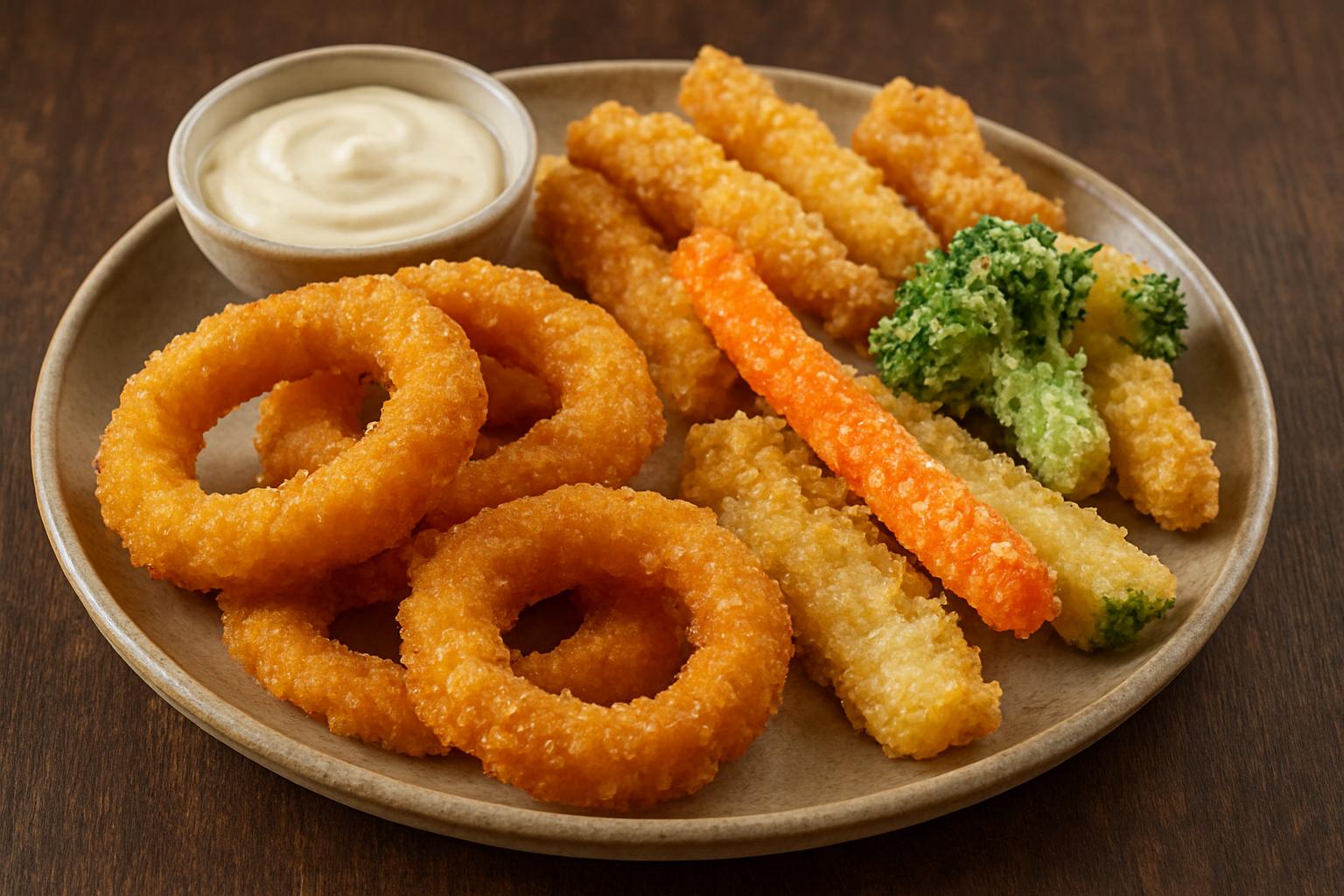 Луковые кольца и криспи-овощи: кляр, панко, стабильность партии  . Немного истории: от фрикаделек к кольцам