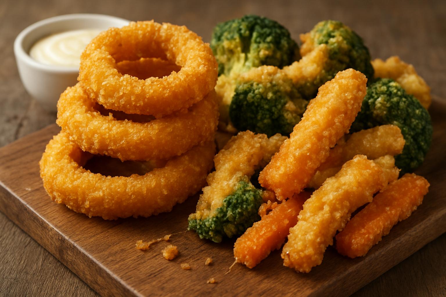 Луковые кольца и криспи-овощи: кляр, панко, стабильность партии  . Ошибки новичков и как их избежать