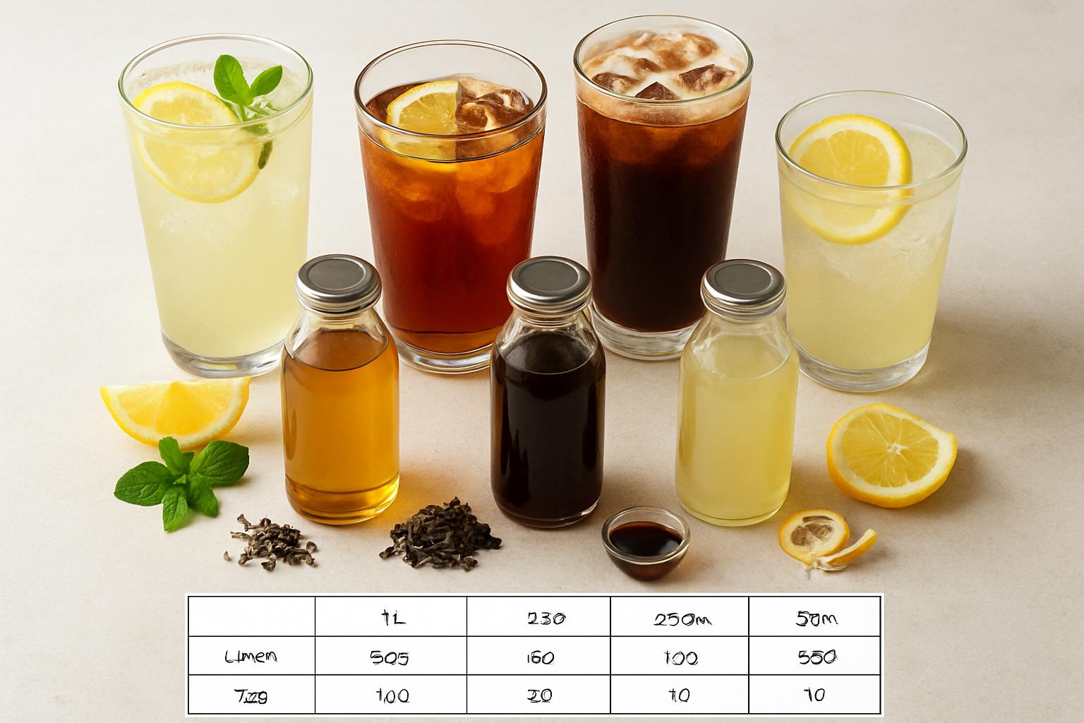 Напитки и сиропы: лимонады, айс-ти, cold brew — как сделать вкус стабильно и выгодно  . Примеры рецептов и таблица дозировок