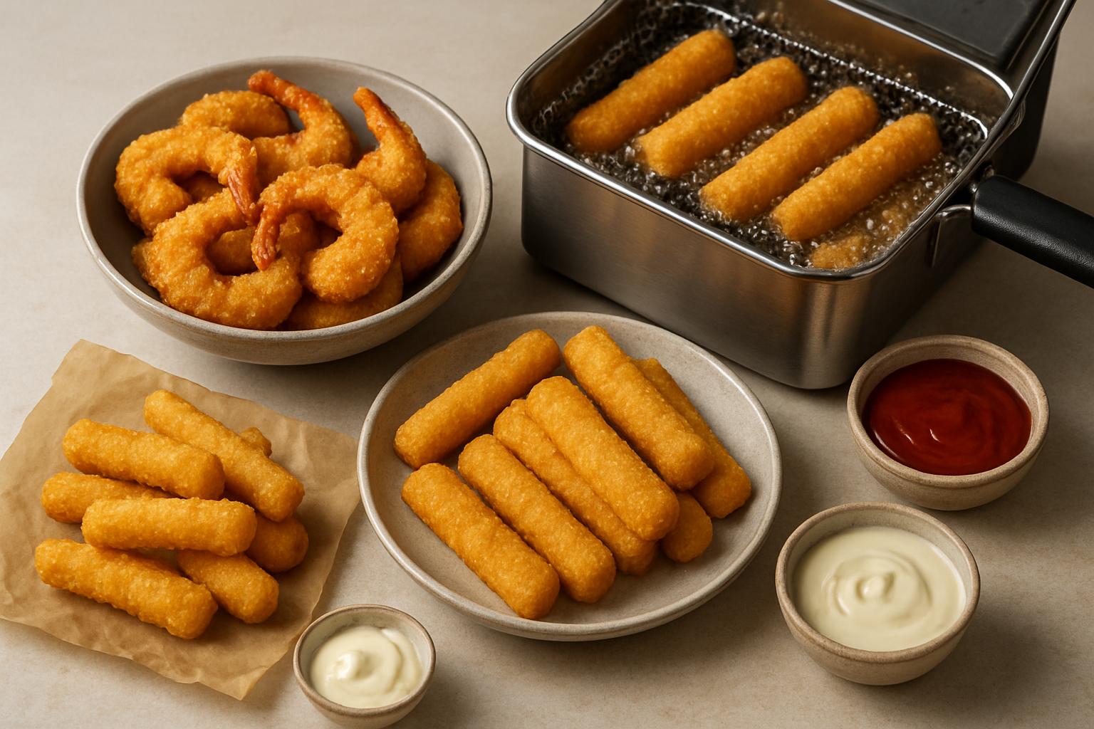 Снеки к напиткам: криспи-креветки/сырные палочки/моцарелла-стики — технологии и подача  . Оборудование и практические советы для кухни