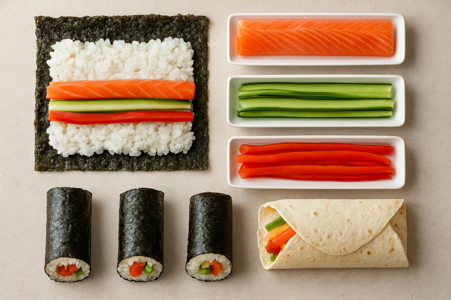 Роллы и врапы: как завернуть красиво и одинаково, чтобы не рвались  . Подготовка ингредиентов: принцип "равномерности" в действии